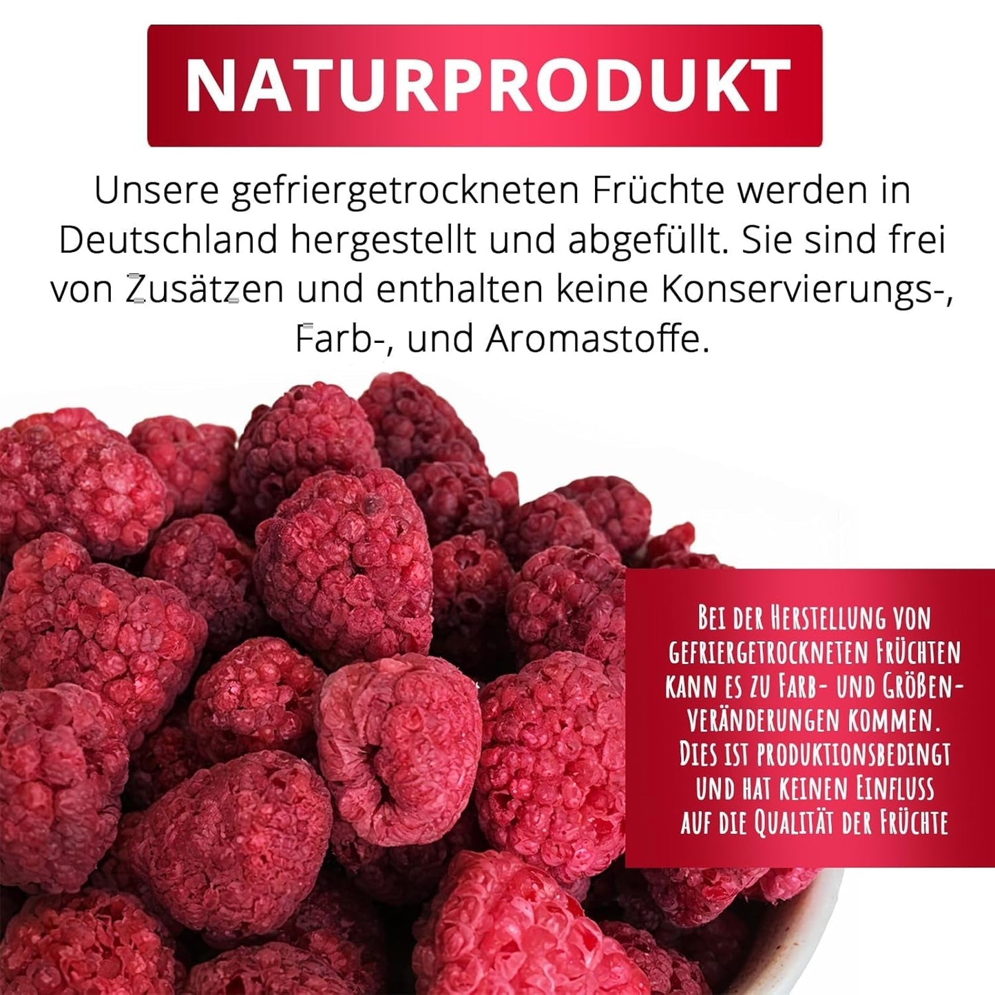Lamponi liofilizzati, NO prodotti cinesi, 500g frutta intera liofilizzata, senza additivi, fruttato, made in Germany Prodotti secchi Naty Shop